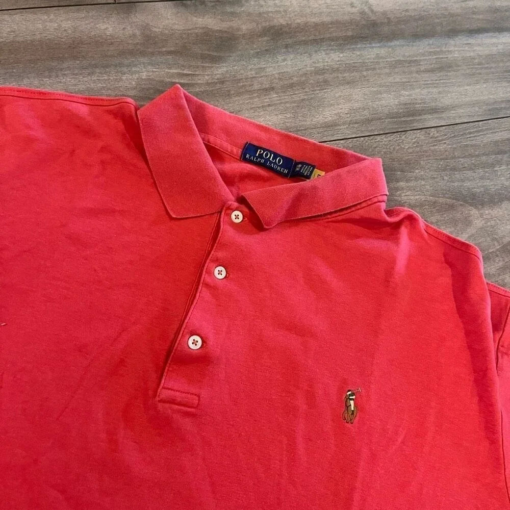 Polo Ralph Lauren‎ Mens 3XB Red Short Sleeve Cotton Mesh Polo Shirt Bin G-0